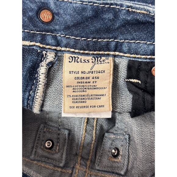 Miss Me Jeans 26 Womens Cuffed Skinny Embroidered Low Rise Medium Wash Denim - Picture 8 of 8